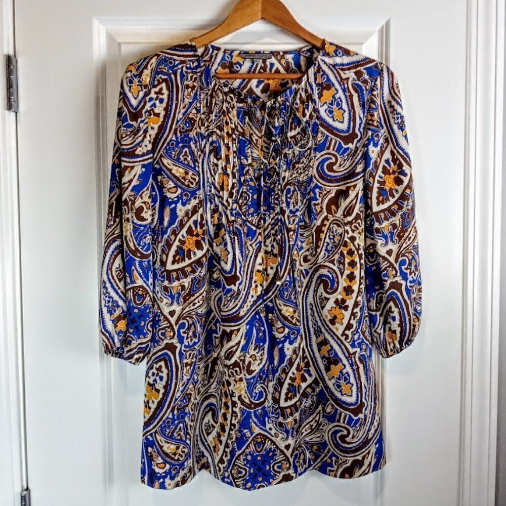 Anne Klein Abstract Print Silk Tunic Top